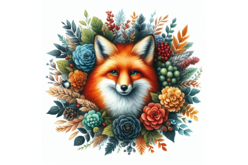 bundle-of-watercolor-fox-isolate-on-white-background