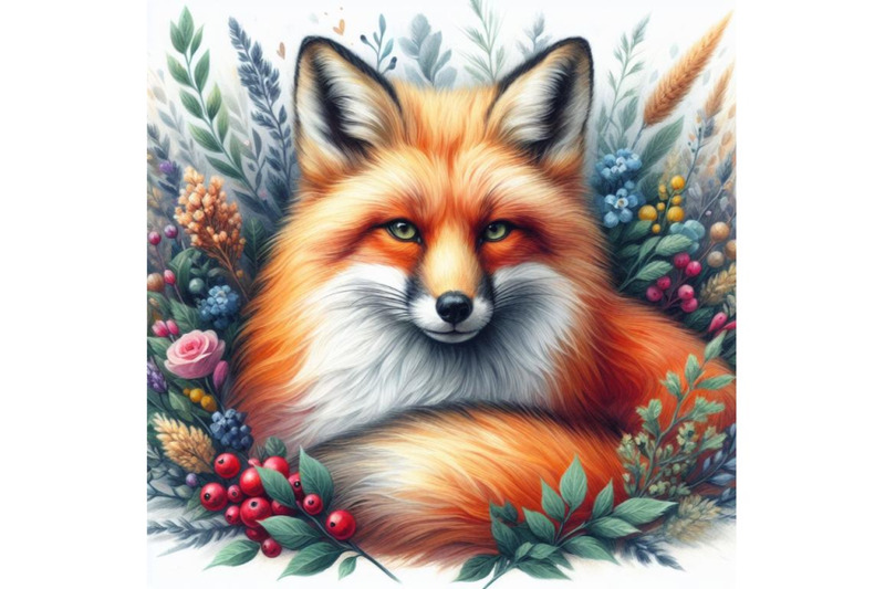 bundle-of-watercolor-fox-isolate-on-white-background