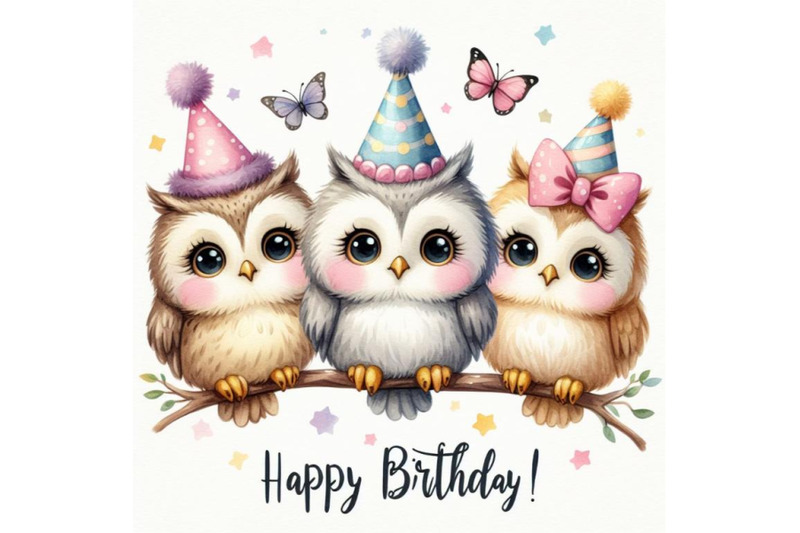 bundle-of-a-cute-three-owls-happy-birthday