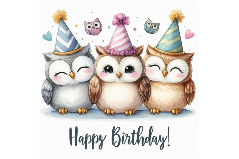 bundle-of-a-cute-three-owls-happy-birthday