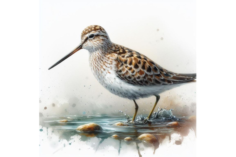 bundle-of-sandpiper-water-bird-watercolor-isolate-on-white-background