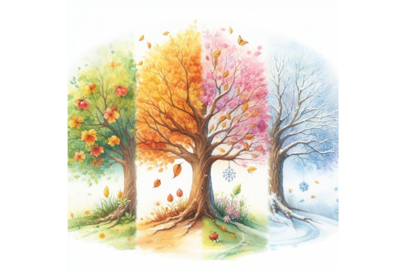 bundle-of-four-seasons-tree-spring-summer-autumn-winter