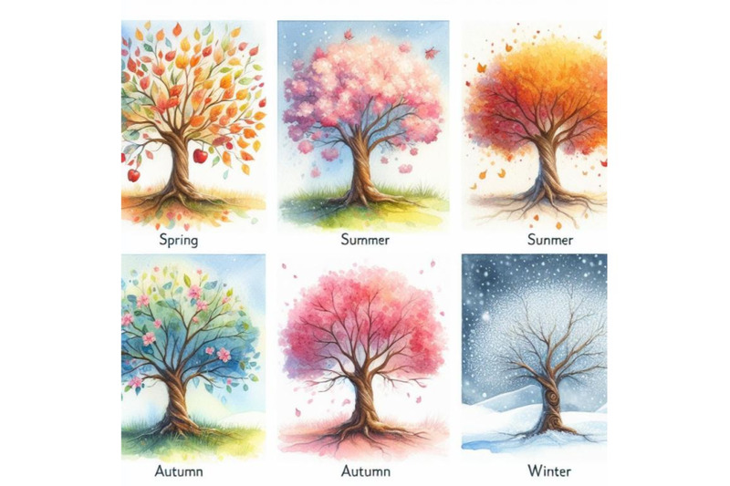 bundle-of-four-seasons-tree-spring-summer-autumn-winter