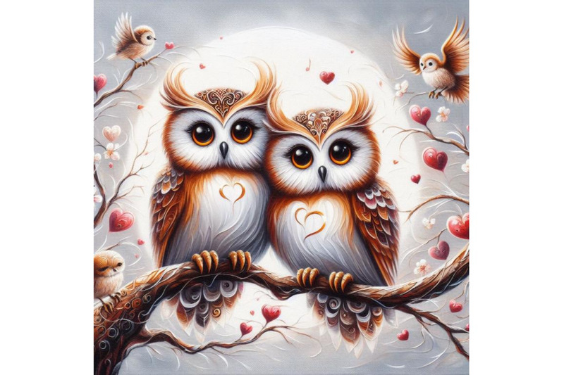 bundle-of-owls-in-love-sitting-on-branch