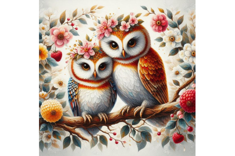 bundle-of-owls-in-love-sitting-on-branch