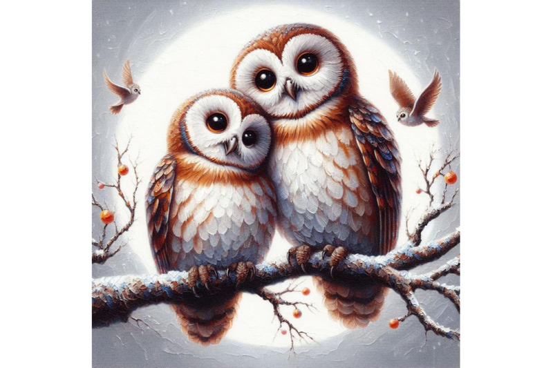 bundle-of-owls-in-love-sitting-on-branch