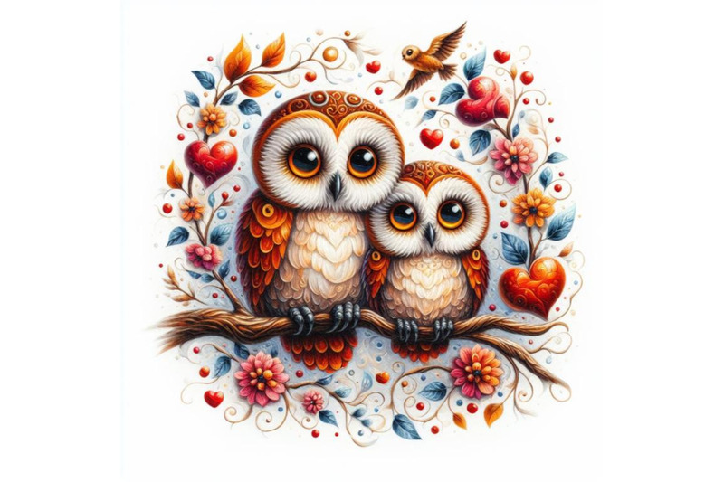 bundle-of-owls-in-love-sitting-on-branch