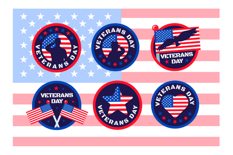 veterans-day-badges-set