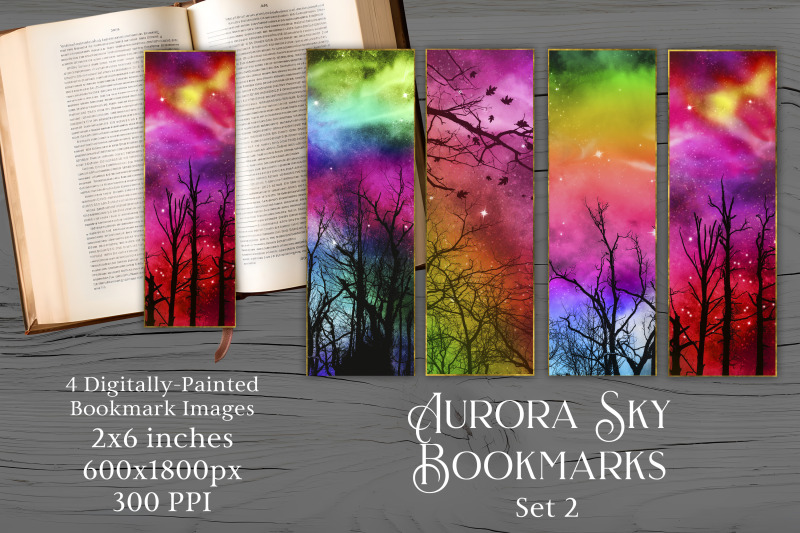 printable-bookmarks-aurora-sky-2-northern-lights-forest