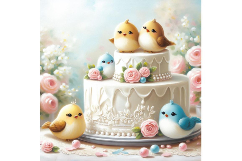 bundle-of-wedding-cake-with-cute-birds