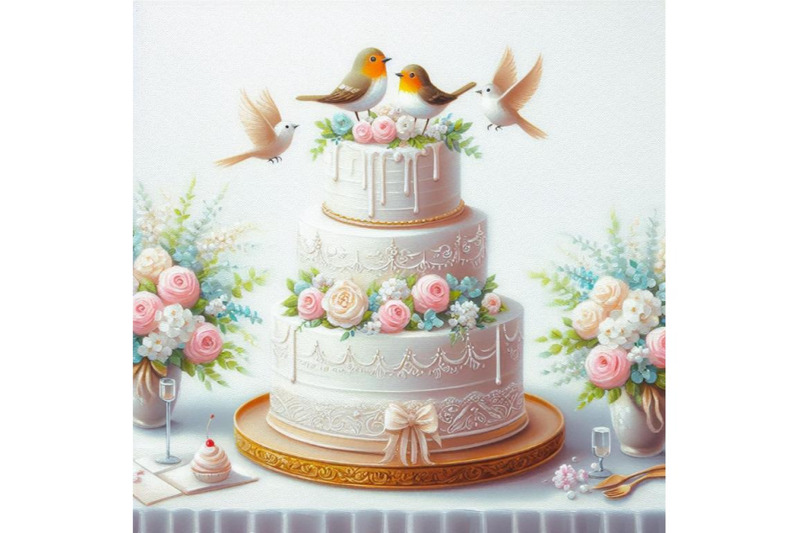 bundle-of-wedding-cake-with-cute-birds