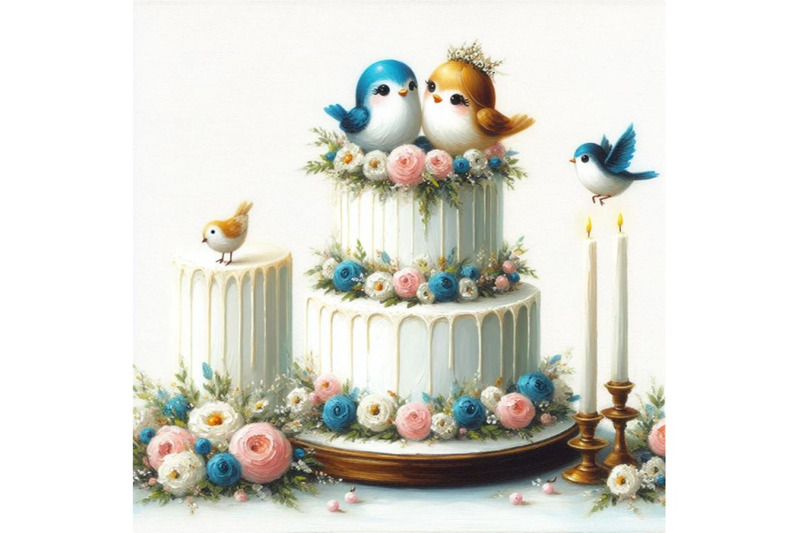 bundle-of-wedding-cake-with-cute-birds