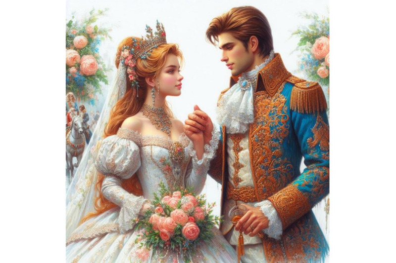 bundle-of-prince-and-princess-wedding-illustration-on-white-backgroun