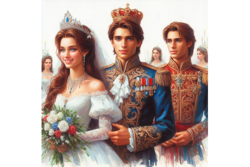 bundle-of-prince-and-princess-wedding-illustration-on-white-backgroun