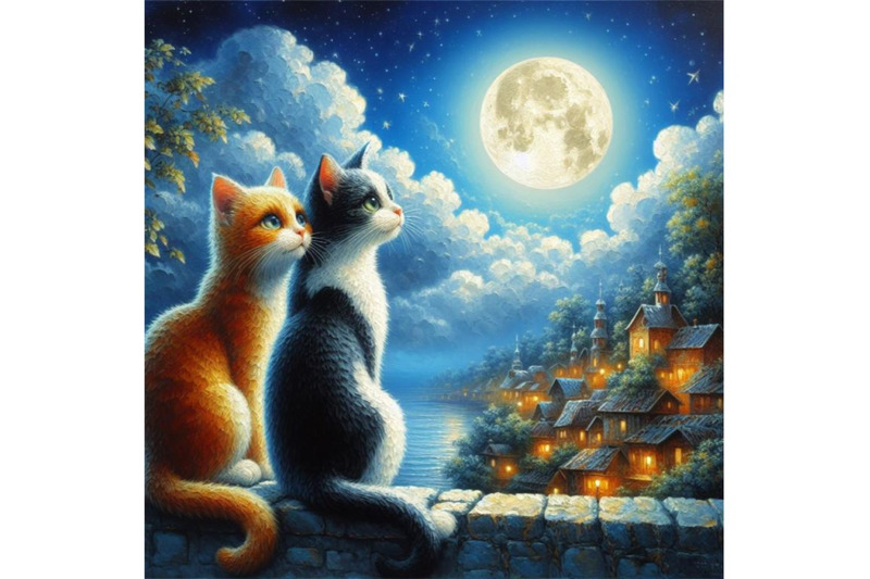 bundle-of-couple-of-cats-watching-the-moonlight