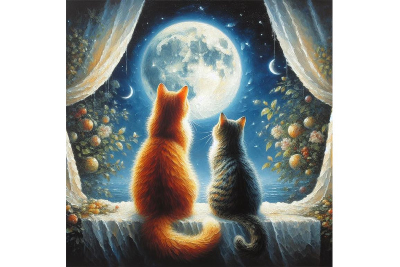 bundle-of-couple-of-cats-watching-the-moonlight