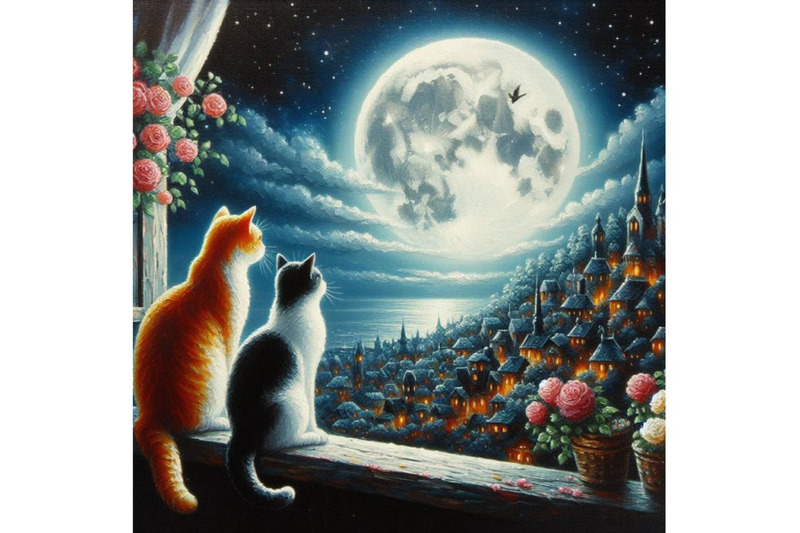 bundle-of-couple-of-cats-watching-the-moonlight