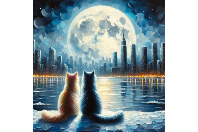 bundle-of-couple-of-cats-watching-the-moonlight