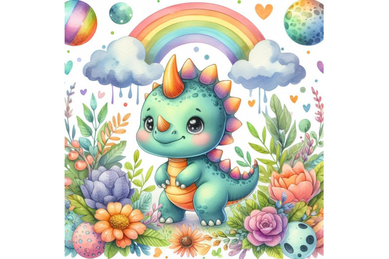 bundle-of-cute-baby-triceratops-cartoon