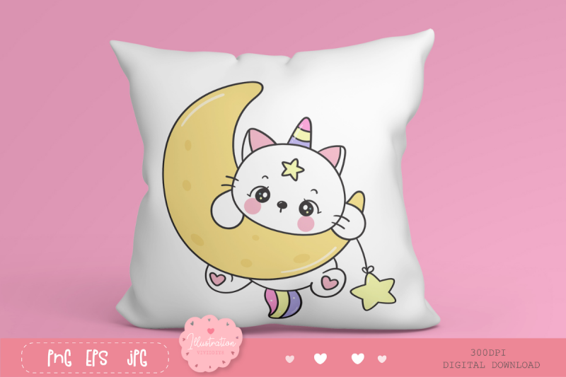 cute-cat-cartoon-on-moon-kawaii-clipart-fairytale-kitten