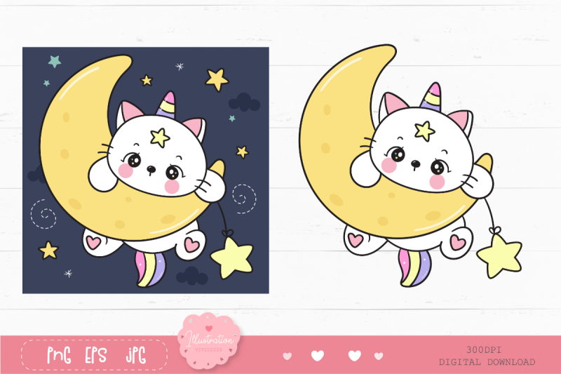 cute-cat-cartoon-on-moon-kawaii-clipart-fairytale-kitten