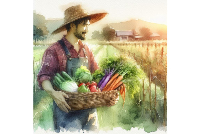 bundle-of-a-farmer-stands-holding-vegetables-in-his-field