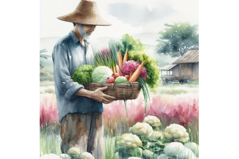 bundle-of-a-farmer-stands-holding-vegetables-in-his-field