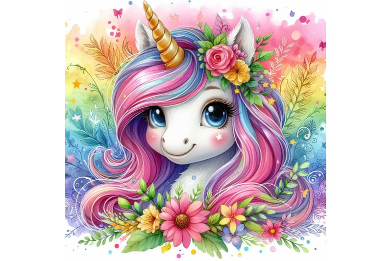 bundle-of-portrait-of-cute-unicorn