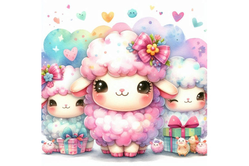 bundle-of-cute-sheep-cartoon