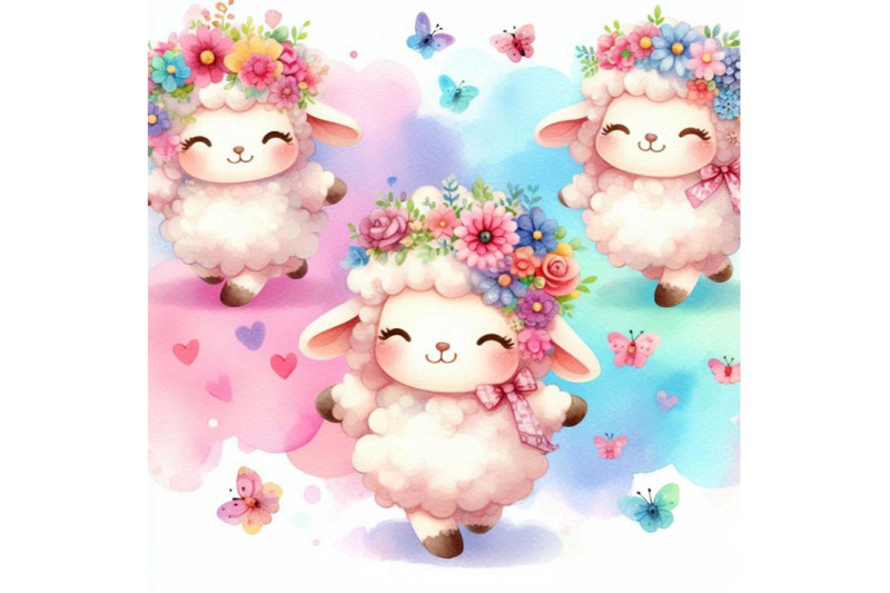 bundle-of-cute-sheep-cartoon