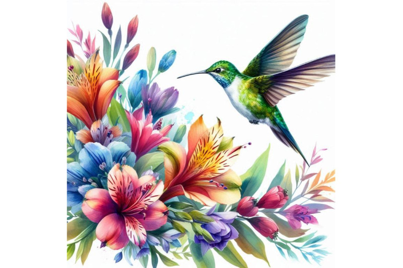 bundle-of-hummingbird-flying-around-flowers