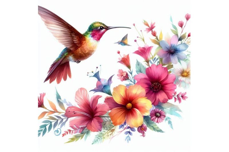 bundle-of-hummingbird-flying-around-flowers