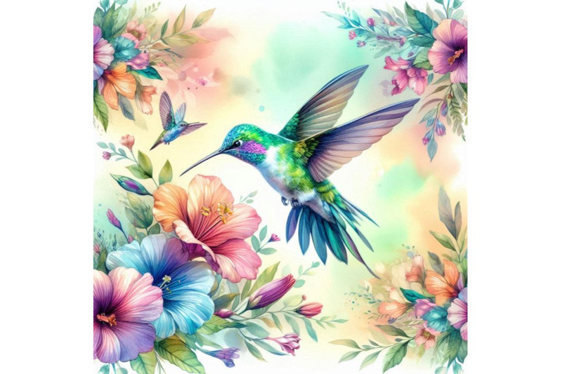 bundle-of-hummingbird-flying-around-flowers