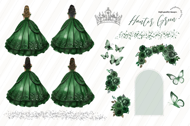 emerald-green-princess-dress-butterfly-clipart