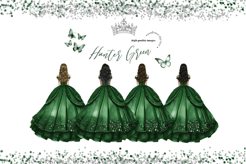 emerald-green-princess-dress-butterfly-clipart