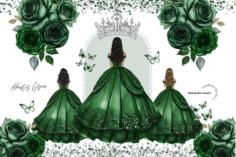 emerald-green-princess-dress-butterfly-clipart