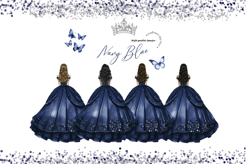 navy-blue-princess-dress-butterfly-floral-clipart