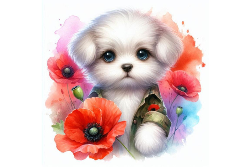 bundle-of-cute-dog-holding-a-red-poppy