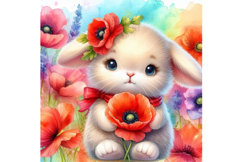 bundle-of-cute-bunny-holding-a-red-poppy