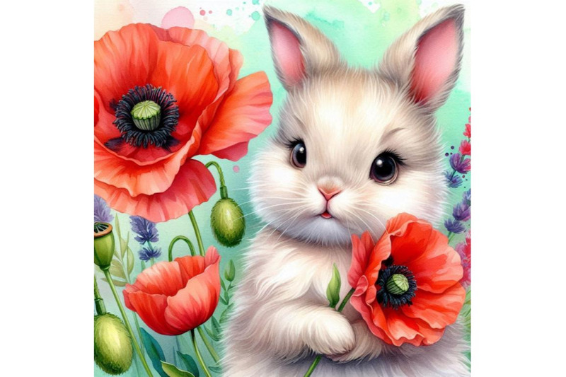 bundle-of-cute-bunny-holding-a-red-poppy