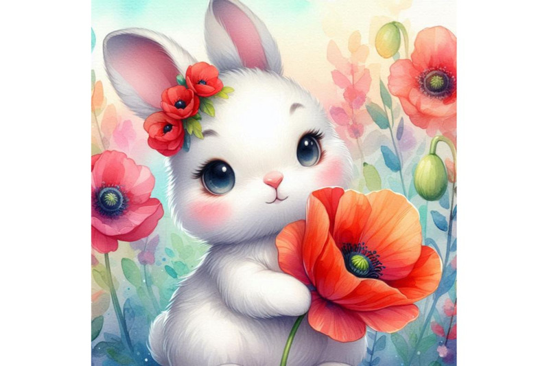 bundle-of-cute-bunny-holding-a-red-poppy