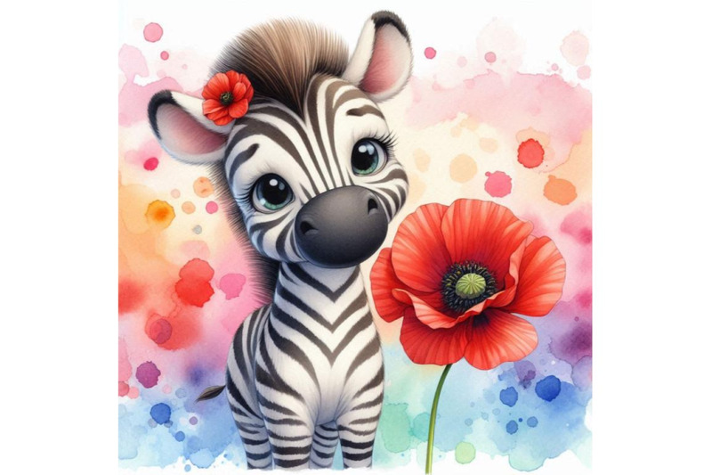 bundle-of-cute-zebra-holding-a-red-poppy