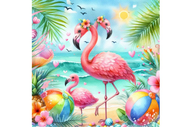 bundle-of-cute-flamingo-with-tropical-summer