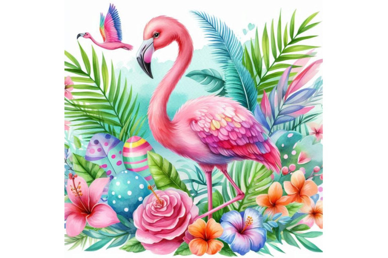 bundle-of-cute-flamingo-with-tropical-summer