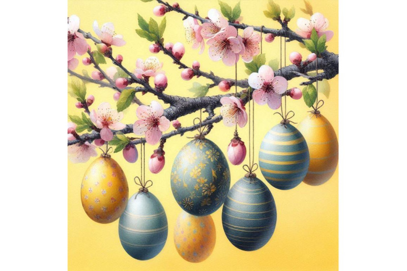 bundle-of-easter-eggs-hanging-on-plum-branch