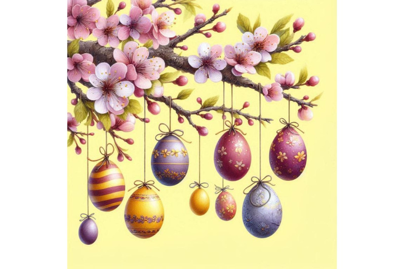 bundle-of-easter-eggs-hanging-on-plum-branch