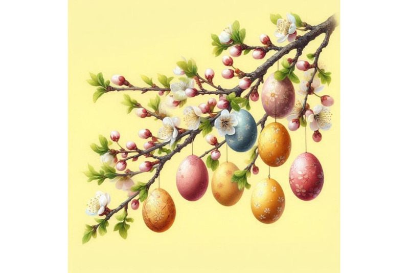 bundle-of-easter-eggs-hanging-on-plum-branch