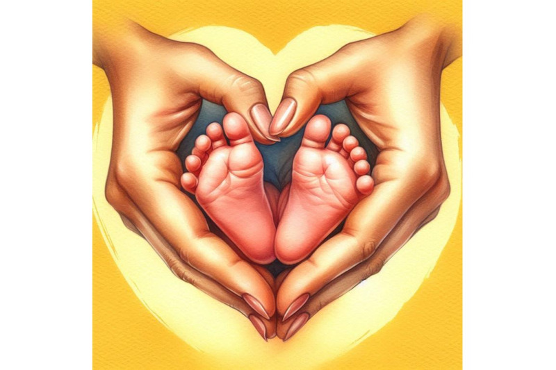 bundle-of-baby-feet-in-mother-hands-hearth-shape