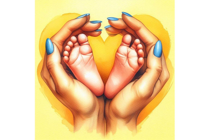 bundle-of-baby-feet-in-mother-hands-hearth-shape