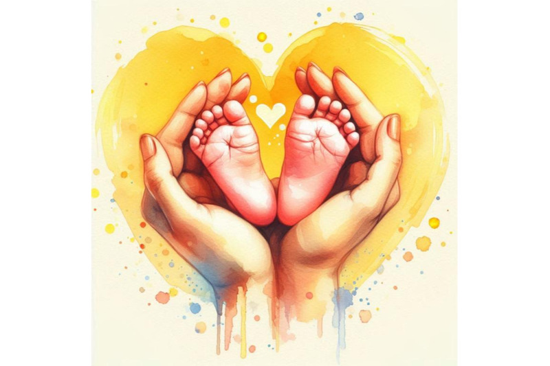 bundle-of-baby-feet-in-mother-hands-hearth-shape